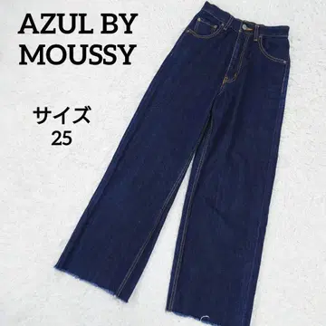 아줄바이마우지 하이웨스트 와이드 데님 인디고 25인치 M 상당