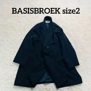 BASISBROEK 네이비 더블 브레스트 체스터 코트 사이즈 2