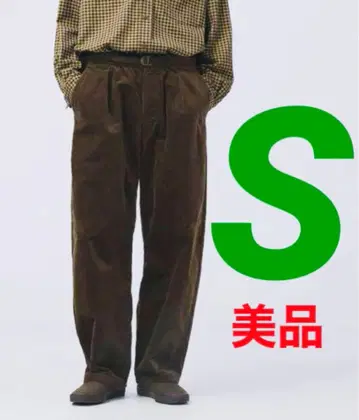 UNIQLO U 코듀로이 턱 와이드 팬츠 브라운 S 사이즈