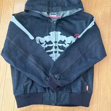 9090 스켈레톤 프린트 데님 자켓