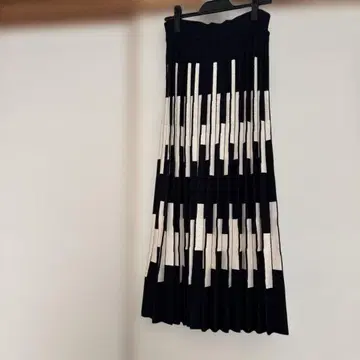 블랙과 화이트 플리츠 스커트