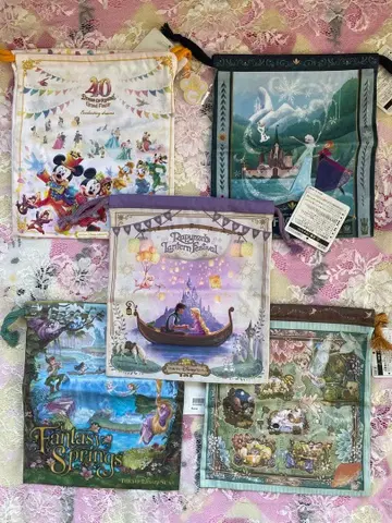 디즈니 리조트 판타지 스프링스 복주머니 5개 안나*라푼젤