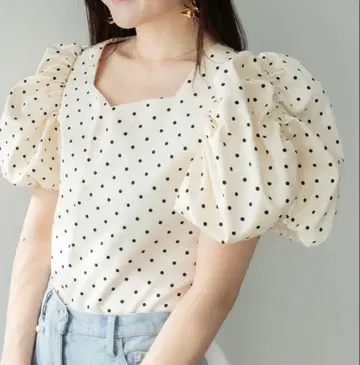 RANDA 벌룬 개더 블라우스 베이지 1