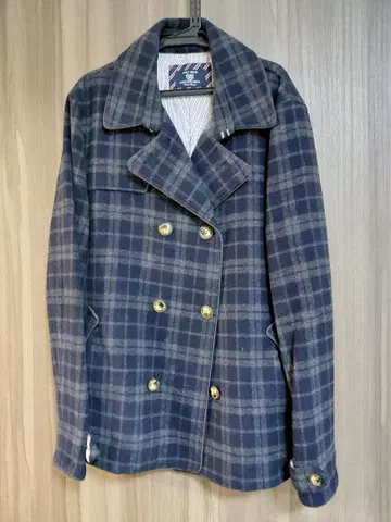 COMME CA COMMUNE 체크 무늬 피 코트 XL