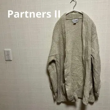 Partnervii 카멜색 루즈핏 샤기 니트 가디건 포켓 부착