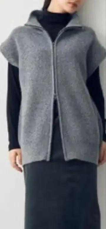 그레이 니트 베스트 집업