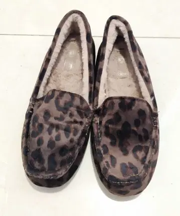 글로벌 워크 레오파드 레오파드 무늬 플리스 모카신 신발