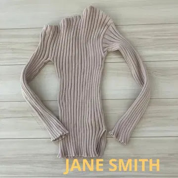새상품급 JANE SMITH 제인 스미스 리브 니트 오프숄더 상의