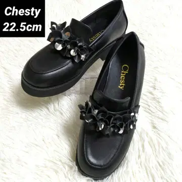 Chesty 플라워 장식 블랙 로퍼