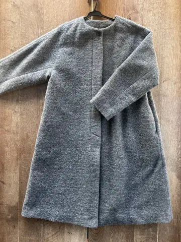 그레이 노카라 코트 꽃무늬 안감 F