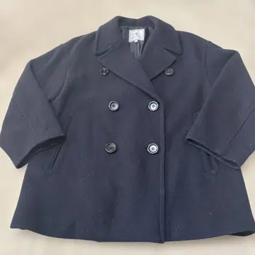 네이비 더블 브레스트 피 코트