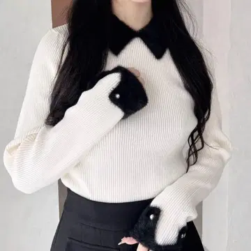 배색 옷깃 페더 니트 INGNI 의류 스나계 여성용