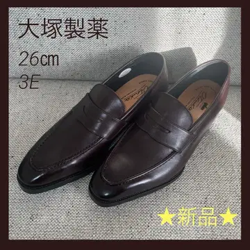 미사용 오츠카 제약 가죽 코인 로퍼 26cm 3E 다크 브라운