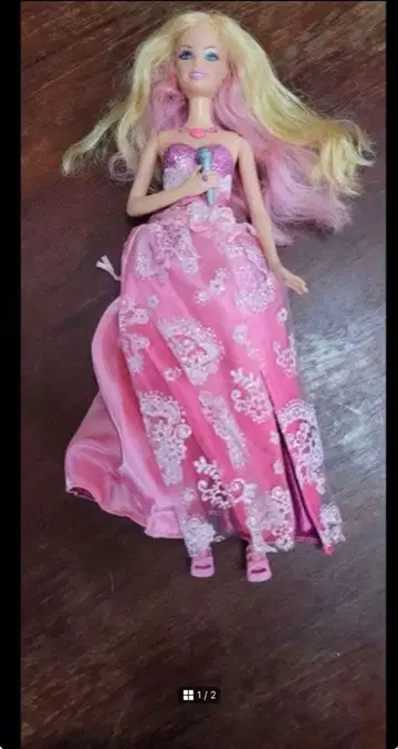 바비 인형 핑크 드레스 마이크 포함