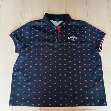 Callaway 하트 무늬 블랙 피케 셔츠 L