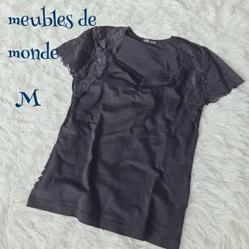 [ 빈티지 ] 레이스 프릴 레이어드 이너 티셔츠 M 페미닌 블랙