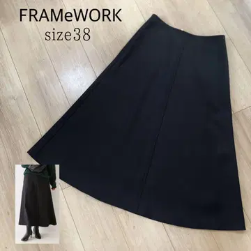 FRAMeWORK 블랙 더블 크로스 플레어 스커트