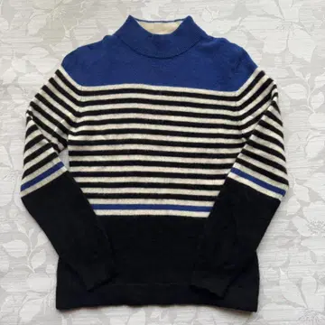 Luporte 캐시미어 100% 모크넥 보더 니트 F