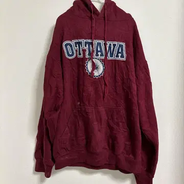 OTTWA 로고 프린트 후드티 버건디 크림슨 컬러 와인 레드