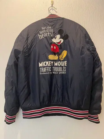 디즈니 Disney 미키마우스 블루종 충전솜 자수 남성용 L