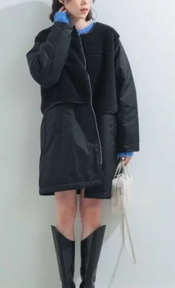 레이빔즈 보아 절개 지퍼 코트 1 블랙