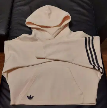 adidas 후드 부착 후드티 XS 크림색