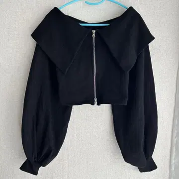 GRL 그레일 크롭 맨투맨 긴팔 앞 지퍼 큰 옷깃 블랙 L