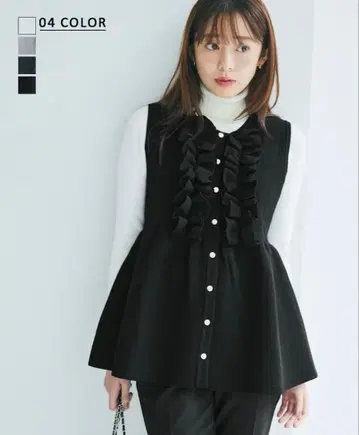 [ basement online ] 페플럼 프릴 니트 베스트 블랙