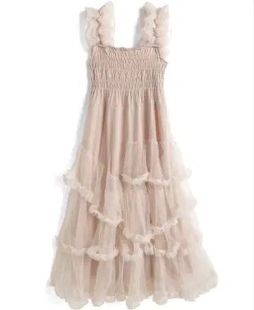 튤 프릴 숄더 티어드 원피스[gn496]