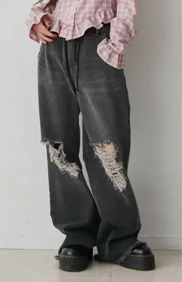 jouetie 와이드 데님 데미지 데님