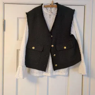 트위드풍 블랙 베스트