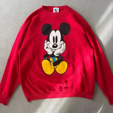 구제 의류 90년대 미키마우스 앉은 캐릭터 맨투맨 트레이닝복