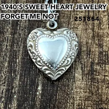 스위트하트 주얼리 물망초 꽃 실버 빈티지 목걸이 NAVY