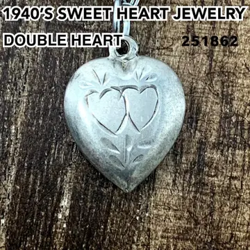 스위트하트 주얼리 더블 하트 실버 빈티지 목걸이 NAVY