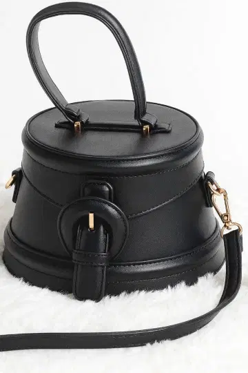 블랙 원통형 숄더백