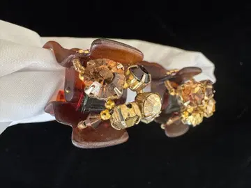 컴플렉스 비즈 헤어 클립 페어 2개 세트 브라운 비쥬