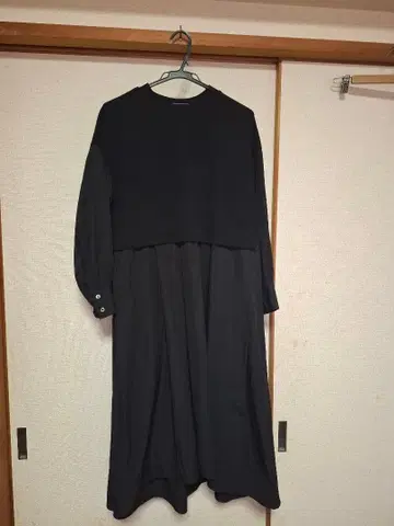 블랙 긴팔 레이어드 원피스