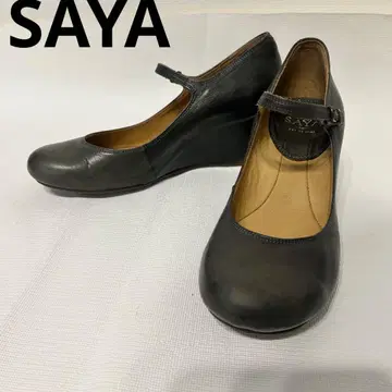 사야 SAYA 펌프스 웨지솔 가죽 천연 가죽 스트랩 24cm
