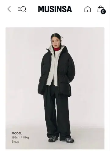 무신사/브라이트 후디드 미드 다운 재킷