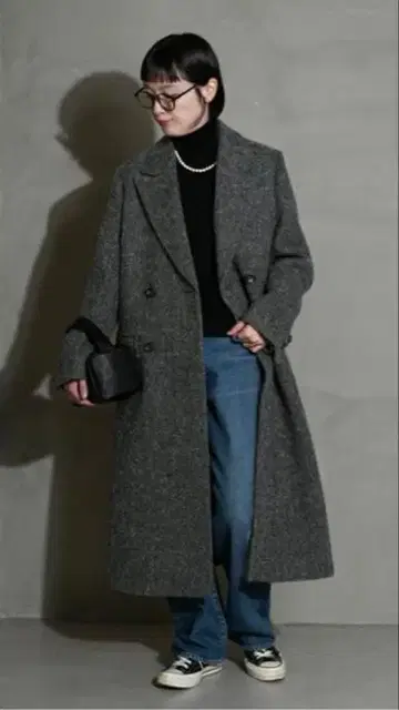 미사용 그레이 더블 브레스트 테일러드 자켓