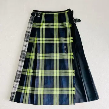 새상품급 O'NEIL OF DUBLIN 퀼트 스커트 롱 울 체크