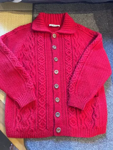 인버아란 니트 가디건 빨간색 L~XL 사이즈