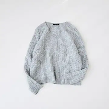 MACPHEE 맥피 케이블 니트 캐시미어 혼방 라이트 그레이 M