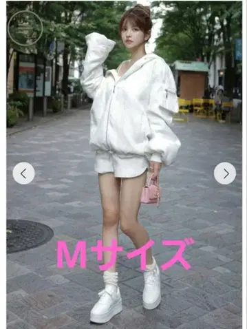 RANDY 패디드 트위드 카고 셋업 화이트 M