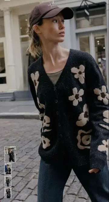 이번 시즌 ZARA 오버 사이즈 자카드 플라워 니트 L 사이즈