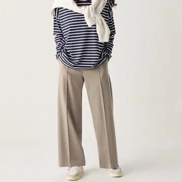 새상품급 UNIQLO 2024 브러쉬드 저지 와이드 팬츠 베이지 L