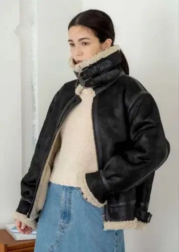 Ungrid 언그리드 페이크 무스탕 보아 블루종 라이더스