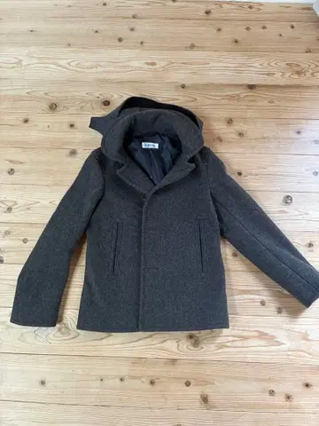 오르치발 후드 부착 다크 그레이 울 코트 사이즈 16