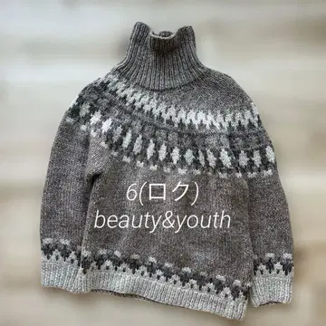 6(록) 유나이티드 애로우즈 알파카 혼방 아지메 노르딕 무늬 스웨터