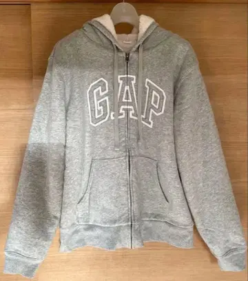 GAP 그레이 후드 부착 후드티 보아 안감
